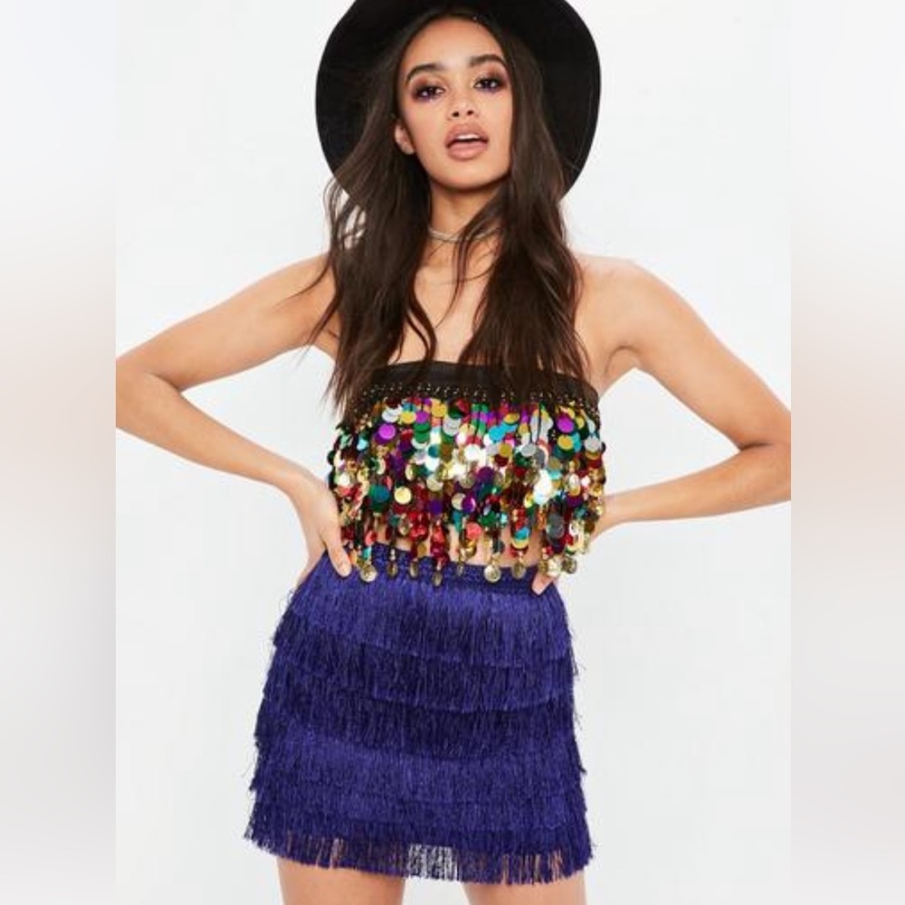 🪞 NEW satin fringe luxe mini skirt